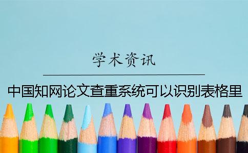 中国知网论文查重系统可以识别表格里的内容么？