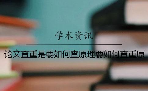 論文查重是要如何查原理要如何查重原理